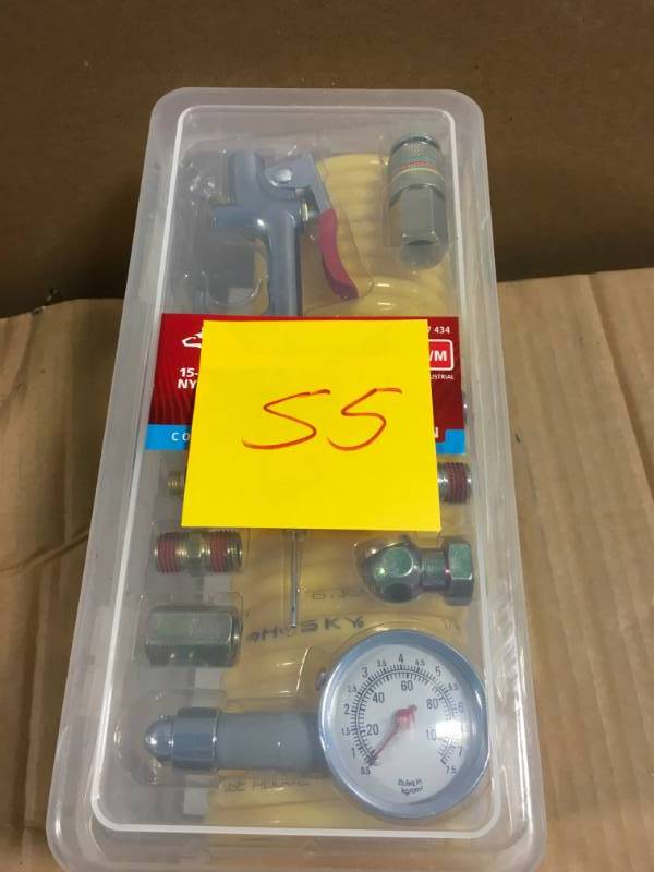 lot 55 image: Husky 25 ft. Nylon Recoil Kit (15-Piece) in like new condition