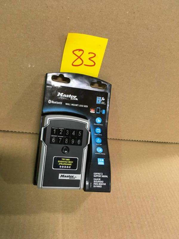 lot 83 image: Master Lock Bluetooth 9.7 cu. in. Zinc Wall Mount Lock Box with Personal Use Software in like new condition