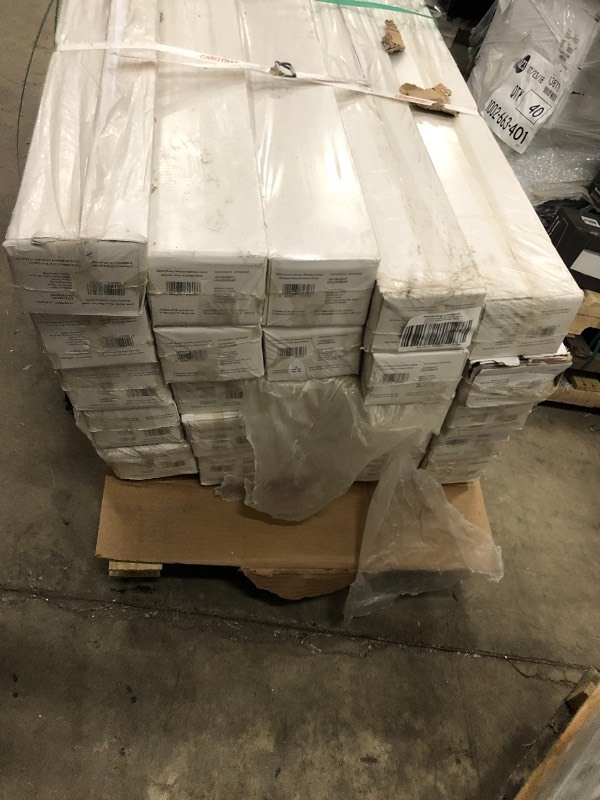 lot 119 image: Home Decorators Collection  Hand Scraped Wire Brushed Strand Woven White 12 in. T x 5-18 in. W x 72 in. L Solid Bamboo Flooring 24 cases in good conditions retail $ 1630