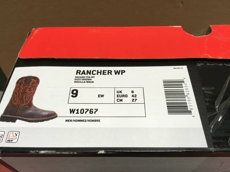 lot 2 image: MENS RANCHER WATERPROOF WELLINGTON SIZE 9 EW EURO 42 not used