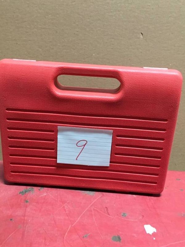 lot 9 image: SPEEDWAY Universal Disc Brake Caliper Piston Pad Auto Car Wind Back Tool Kit with Case (21-Piece) in like new condition