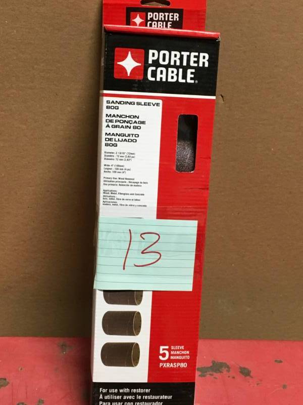 lot 13 image: Porter-Cable Restorer 60-Grit Restorer with Sanding Roller Sleeves (5-Pack) in like new condition