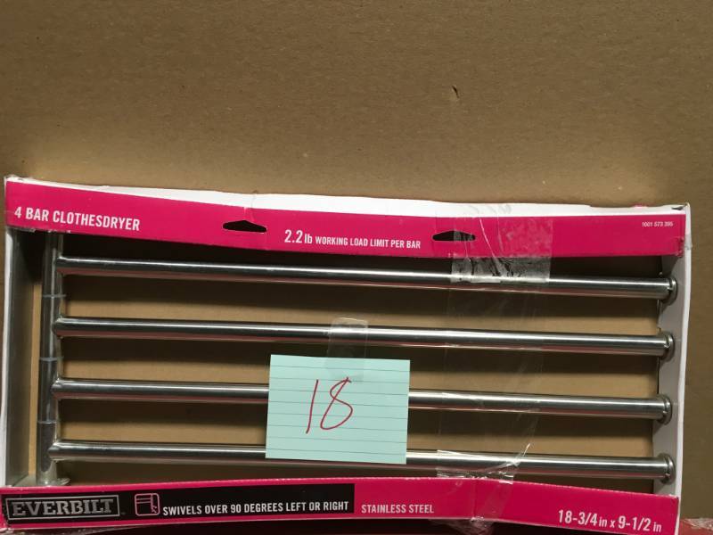 lot 18 image: Everbilt 4 Bar Clothes Dryer in Stainless Steel in like new condition