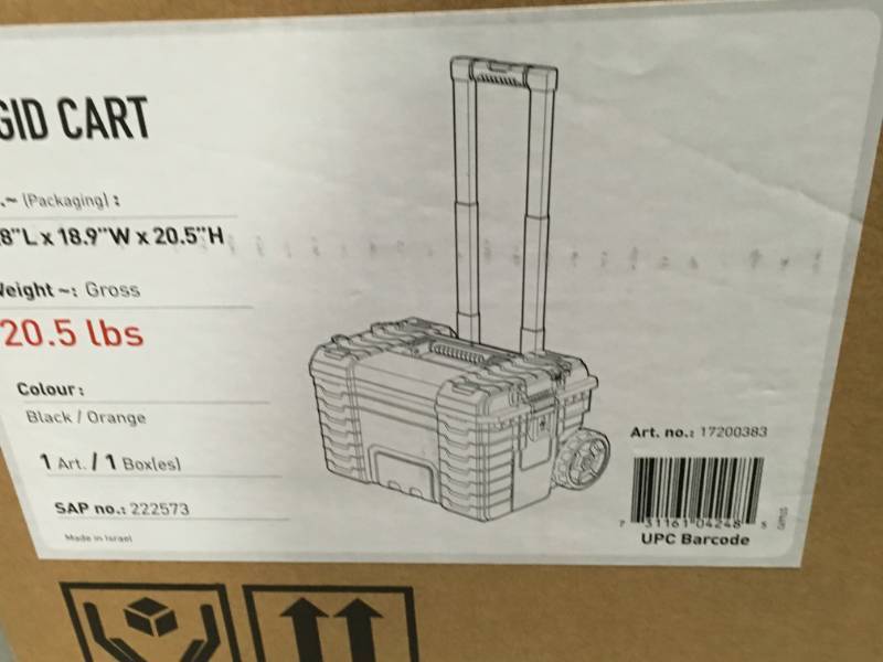 lot 22 image: RIDGID 22 in. Pro Gear Cart Tool Box in Black in like new condition