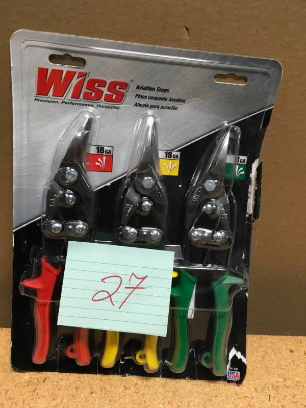 lot 27 image: Wiss Aviation Snip Set (3-Piece) in like new condition