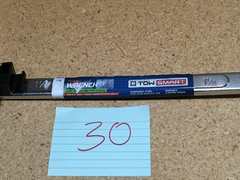 lot 30 image: TowSmart 1-18 in. and 1-12 in. Hitch Ball Wrench in very good condition