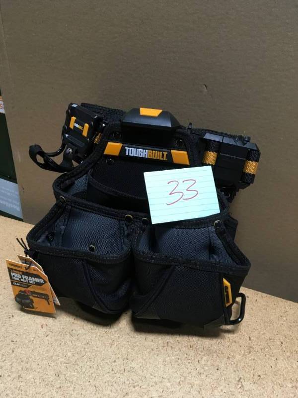 lot 33 image: TOUGHBUILT Pro Framer Tool Belt Set, Black (3-Piece) in like new condition