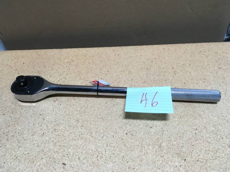 lot 46 image: URREA 34 in. Drive Reversible Quick Release Chrome Ratchet in like new condition