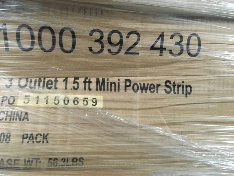 lot 60 image: 3-Outlet Mini Power Strip with 1.5 ft. Cord 108 PACK CASE New