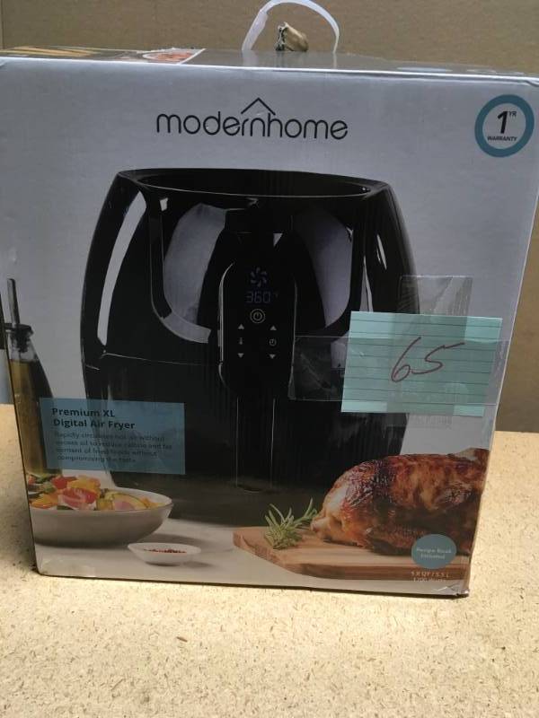 lot 65 image: modernhome Premium Digital Air Fryer (5.8 Qt.1700-Watt) WORKS DAMAGE BROKEN HANDLE ON BASKET