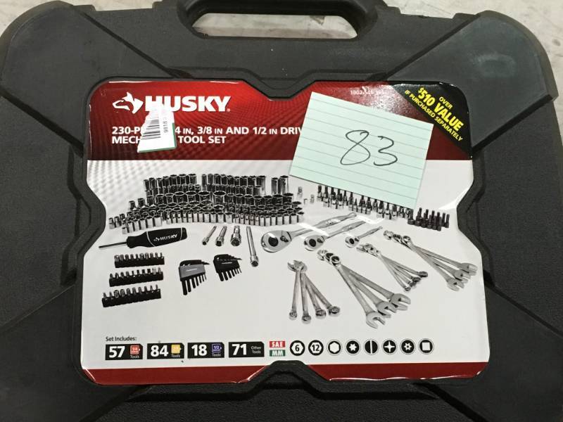 lot 83 image: Husky Mechanics Tool Set (230-Piece) in like new condition