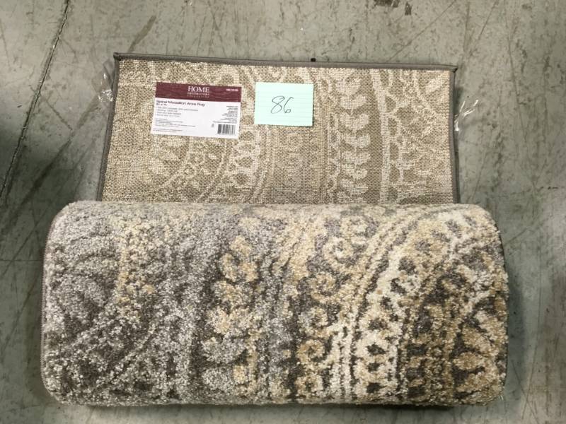 lot 86 image: Home Decorators Collection Spiral Medallion Grey 2 ft. x 7 ft. Runner Rug not used
