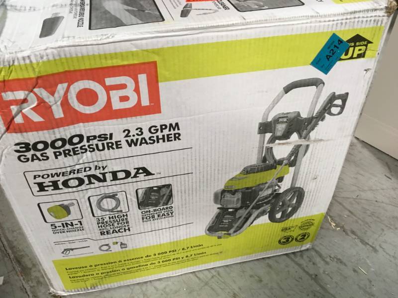 lot 88 image: RYOBI 3000-PSI 2.3-GPM Honda Gas Pressure Washer in like new condition