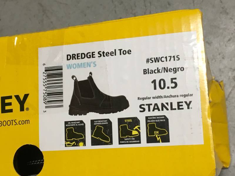 lot 92 image: Stanley Dredge Womens Size 10.5 Leather Steel Toe Chelsea Work Boot BLK SWC1715