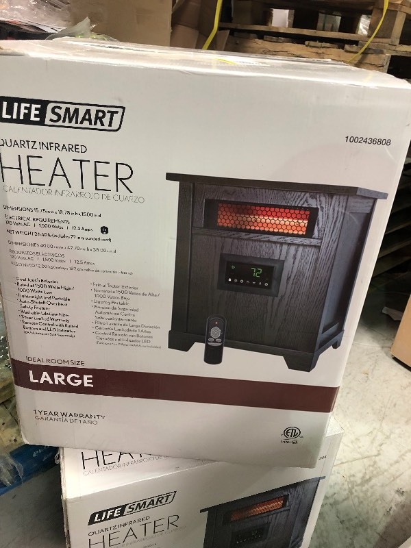 lot 113 image: Lifesmart  1500-Watt 6 Element Wood Infrared Portable Heater  in good conditions missing remote