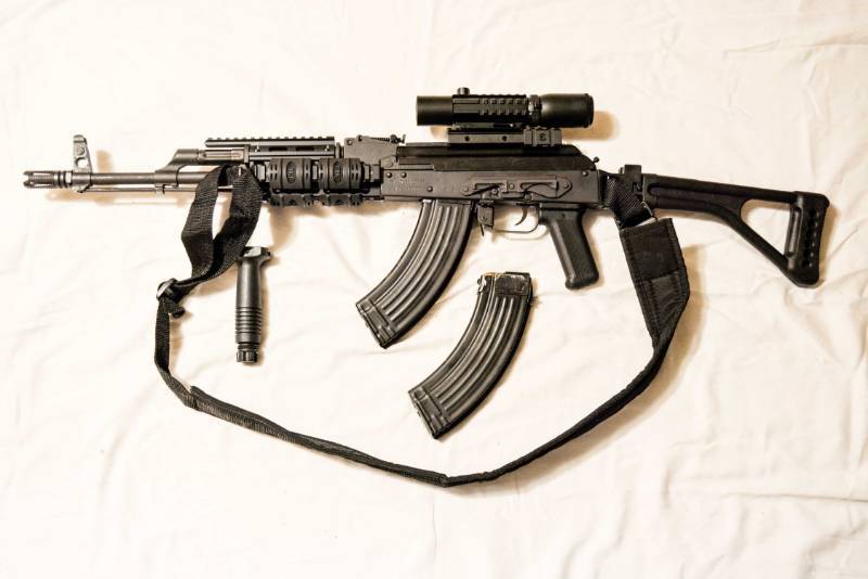lot 1 image: AK47 Rifle 7.62x39mm folding stock tactical rails SEMI AUTO with extra clips