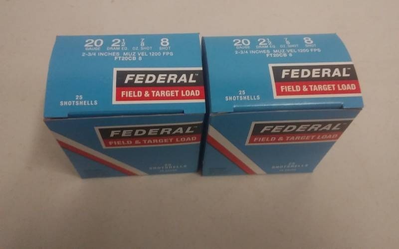 2-Boxes Of 25 Each 20 Gauge Shotgun Field & Target Load Shells As Shown