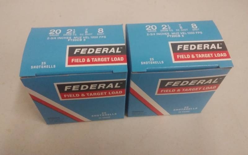 2-Boxes Of 25 Each Federal 20 Gauge Shotgun Field & Target Load Shells As Shown