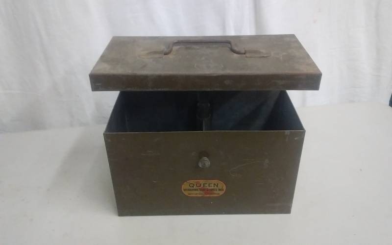 Vintage Steel Swivel Seat Shell Box