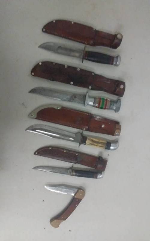 Lot Of Hunting Knives & Cases