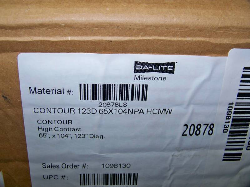 lot 41 image: Da-Lite, Contour, Electrol, Motorized (Electric), Projection  Movie Screen - NEW in Original Box