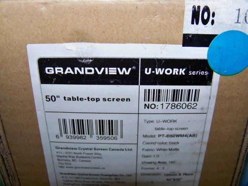 lot 46 image: Grandview, U-Work Series, 50 Tabletop  Table-top Screen - NEW in Original Box