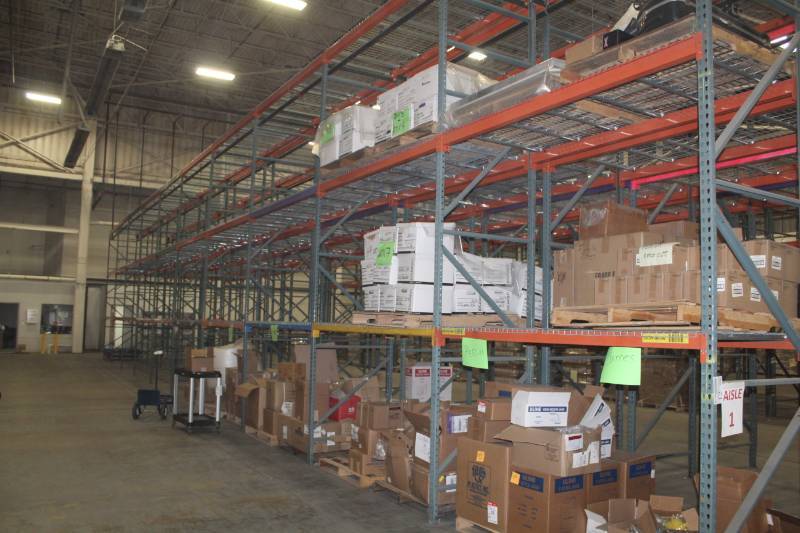 lot 12 image: Tear Drop Style Pallet Racking Includes Uprights, Beams, Wire Grating