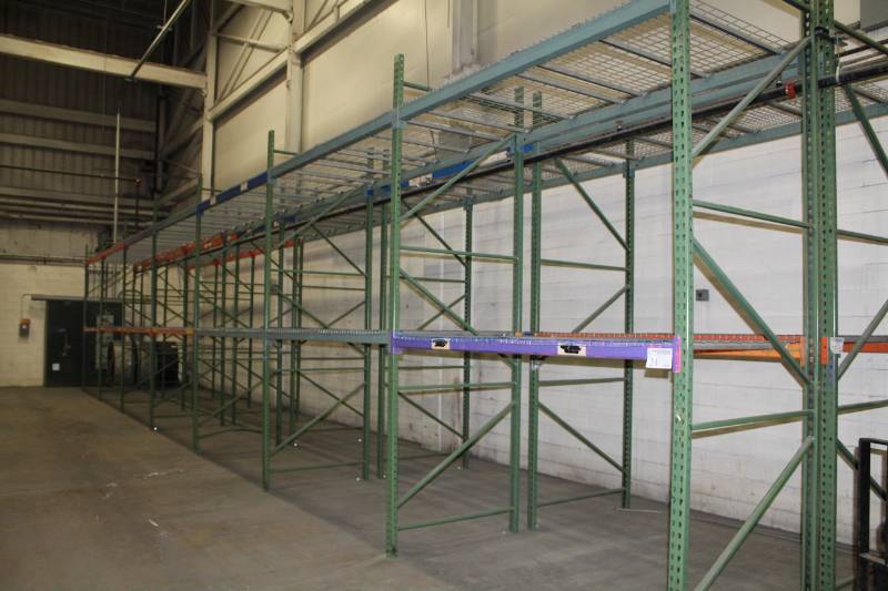 lot 24 image: Tear drop Style Pallet Racking Includes Uprights, Beams, Wire Grating