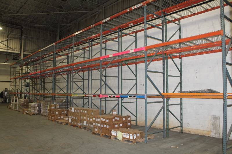 lot 23 image: Tear Drop Style Pallet Racking Includes Uprights, Beams, Wire Grating