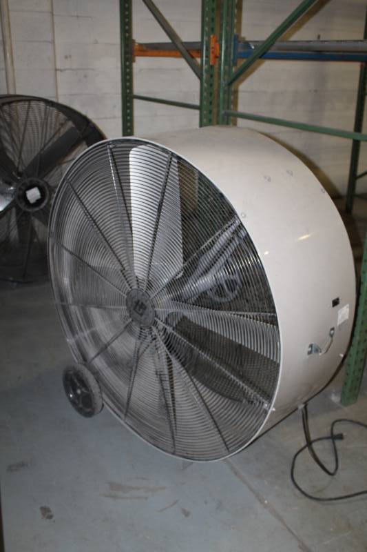 lot 9 image: TPI Corporation 48-inch Industrial Belt-Drive Portable Drum Floor Fan