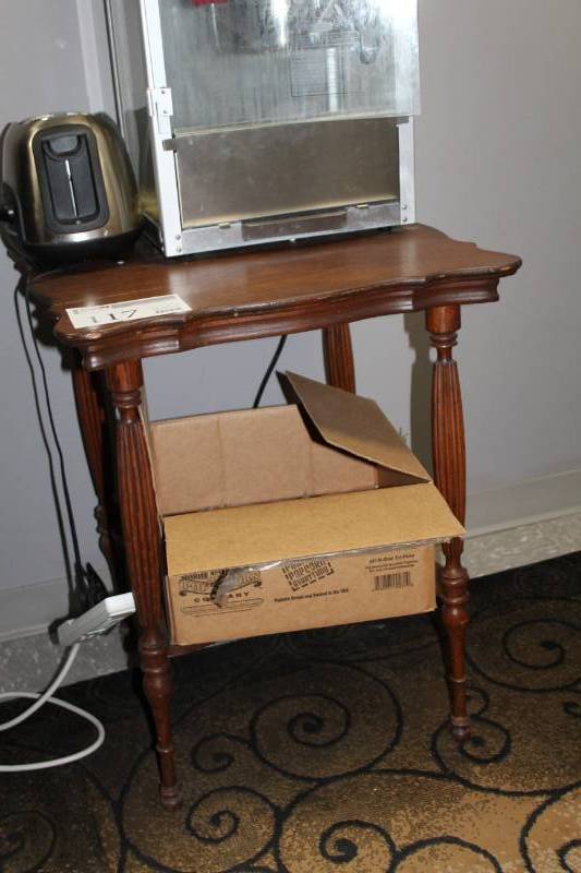 lot 117 image: Wood Side Table with Single Shelf