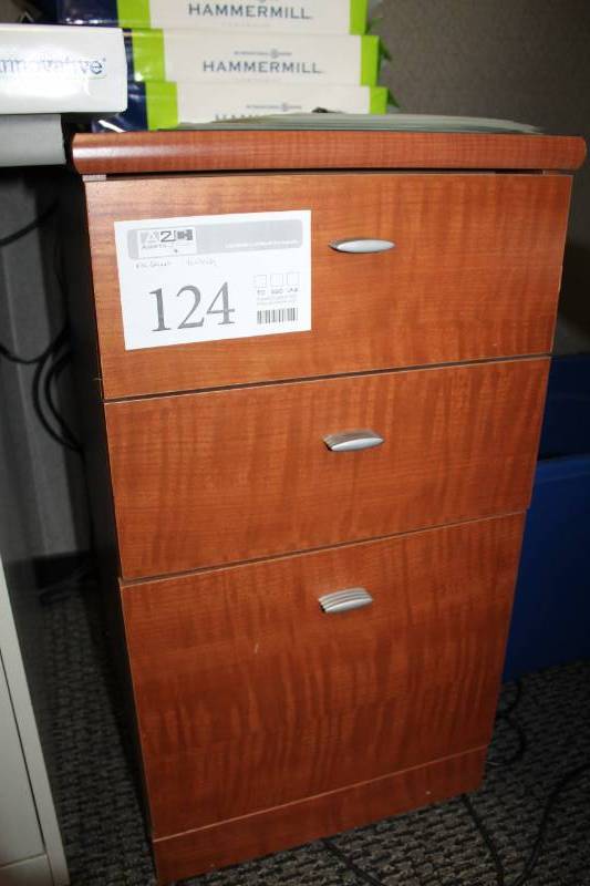 lot 124 image: 3-Drawer Wood File Cabinet
