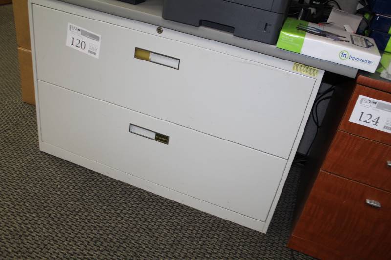 lot 120 image: Allsteel 2-Locking Drawer Metal Lateral File Cabinet