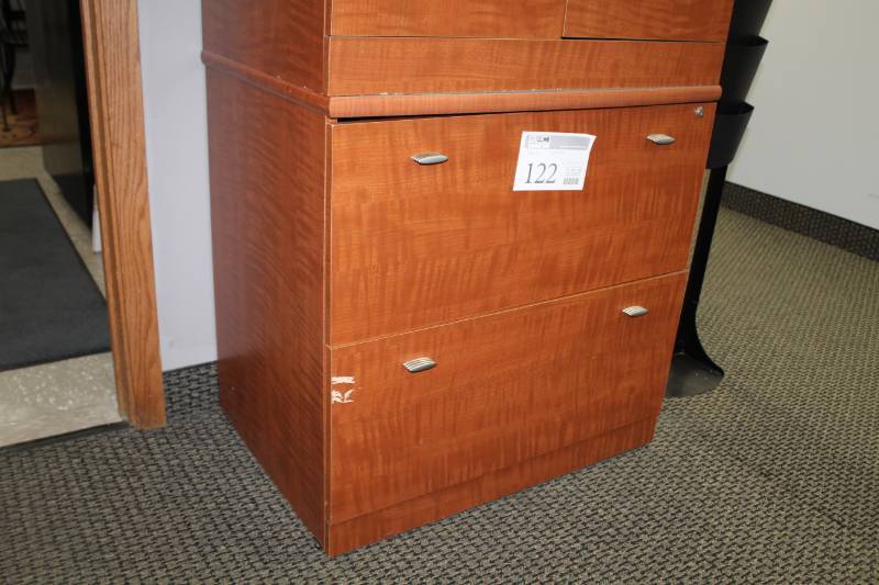 lot 122 image: 2-Drawer Wood Lateral File Cabinet