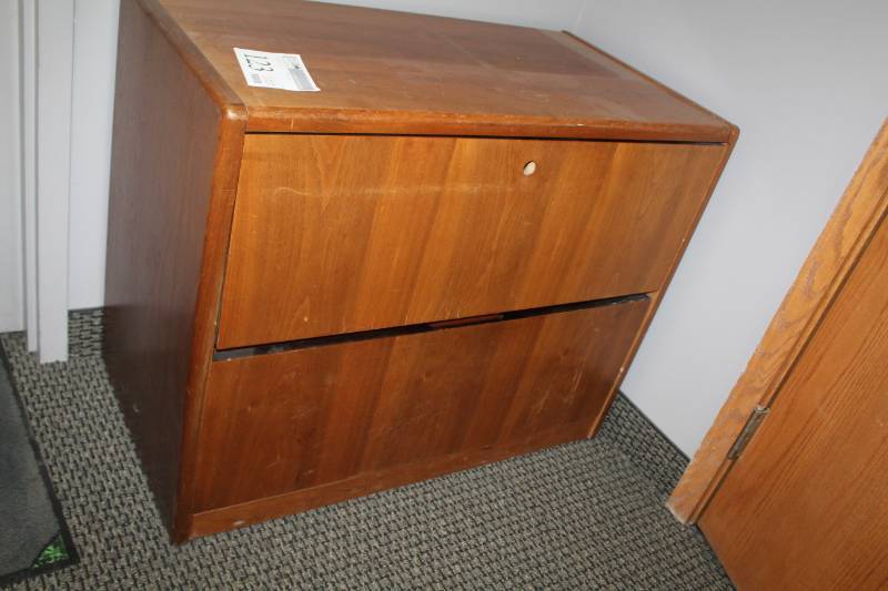 lot 123 image: 2-Drawer Wood Lateral File Cabinet