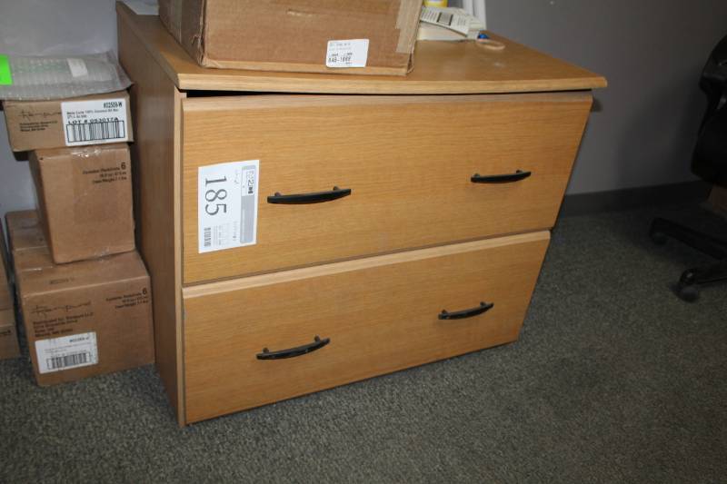lot 185 image: 2-Drawer Wood Lateral File Cabinet