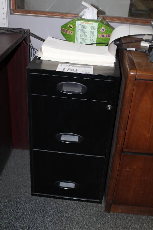 lot 188 image: 3-Drawer Metal File Cabinet