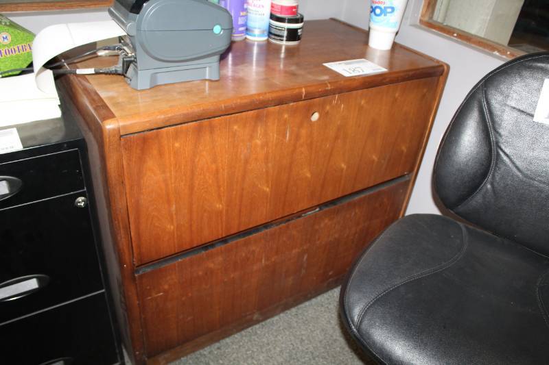 lot 187 image: 2-Drawer Wood Lateral File Cabinet