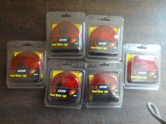 6 NEW Lecor Red Round Marker Lights