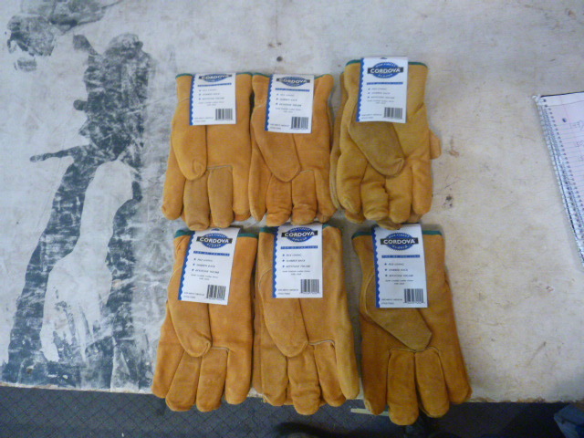 6 Pair of Cordova Suede Cowhide Leather Gloves