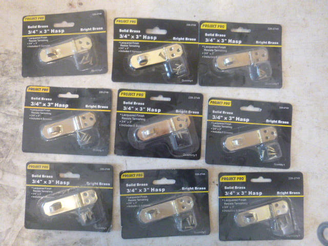 9 Packs of Project Pro Solid Brass Hasps