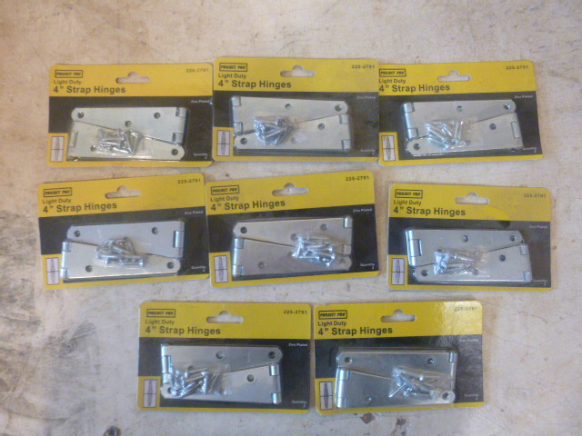 8 Packs of Project Pro Light Duty Strap Hinges