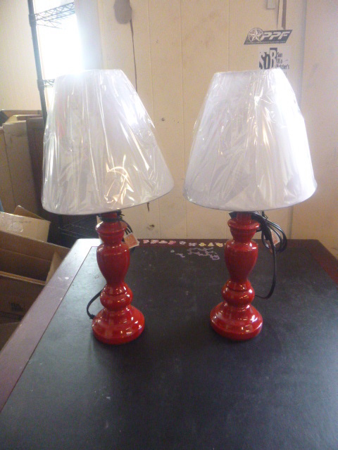 2 NEW Red Table Lamps