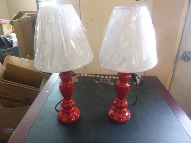 2 NEW Red Table Lamps