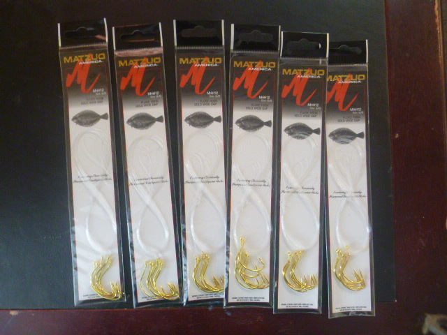 6 Matzuo Fluke Hook Gold Wide Gap Hooks