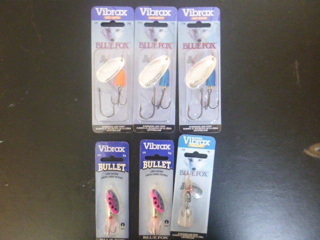 6 Vibrax Blue Fox Bullet Spoons