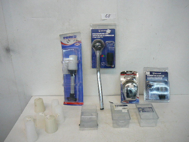 lot 58 image: Boat Light Parts 2-Pole Lights 1-Bow Light 1-Plug and Light Base 10-Replacement Lens