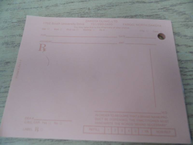 Dakota Clinic Prescription Pad