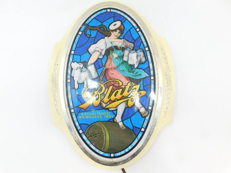 lot 15 image: Blatz--Established Milwaukee 1851 Plastic Lighted Beer Sign