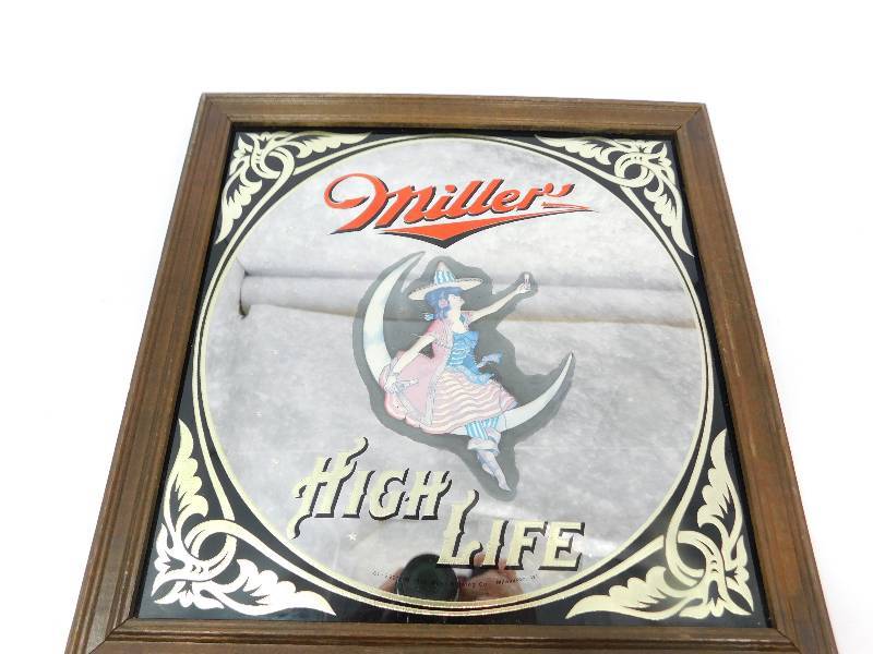 lot 25 image: 1979 Mirrored Miller High Life Beer Sign